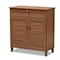 Baxton Studio Coolidge Walnut Finished 4-Shelf Wood Shoe Storage Cabinet with Drawer 156-9388 - alternate 1